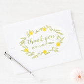 フローラつる植物リースありがとうオーダーシック 楕円形シール (封筒)