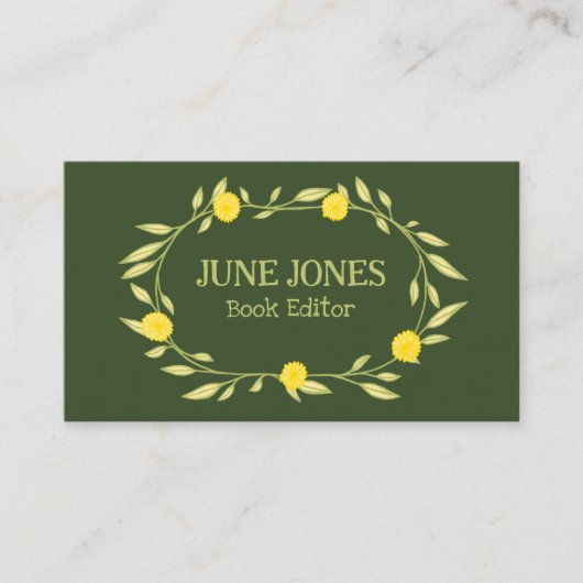 フローラつる植物リースシエレガントッカスタムクお洒落 名刺 (正面)