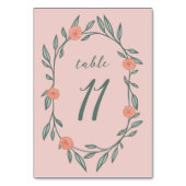 フローラつる植物リースシックエレガントピンクグリーンカスタム テーブルナンバー (正面)