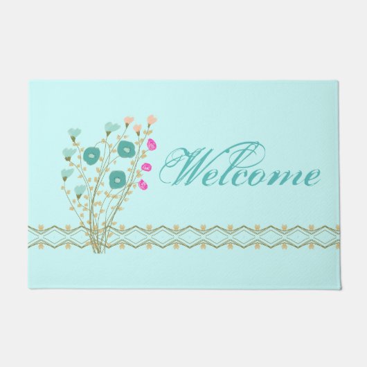 フローラでアクセントアート付き ドアマット (正面)