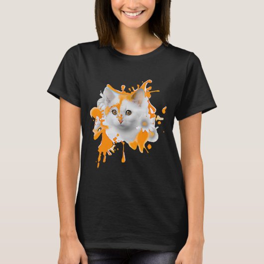 フローラで愛らしい花束の猫 Tシャツ (正面)