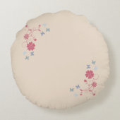 フローラとお洒落蝶のアクセントon Cream ラウンドクッション (裏面)