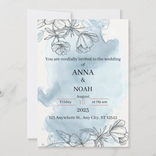 フローラとエレガントな結婚式の招待状 案内状 (正面)