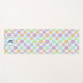 フローラとガーリーレトロデイジーフラワーズブルージム ヨガマット (正面(横))