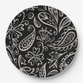 フローラとグラマーのシームレスなパターモダンンかわいい ペーパープレート (正面)