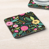 フローラとグラマーのシームレスなパターンかわいい コースター (左側)