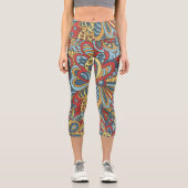 フローラとグラマーのシームレスなパターンファッションかわいい カプリレギンス (正面)