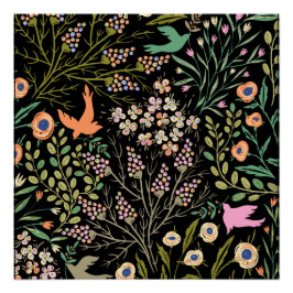 フローラとグラマーのシームレスなパターン夏の色 ポスター