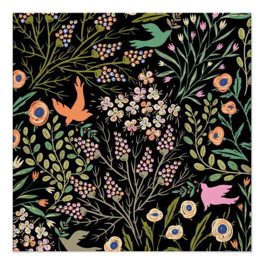 フローラとグラマーのシームレスなパターン夏の色 ポスター (正面)