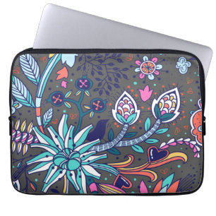 フローラとグラマーのシームレスなパターン春かわいい ラップトップスリーブ