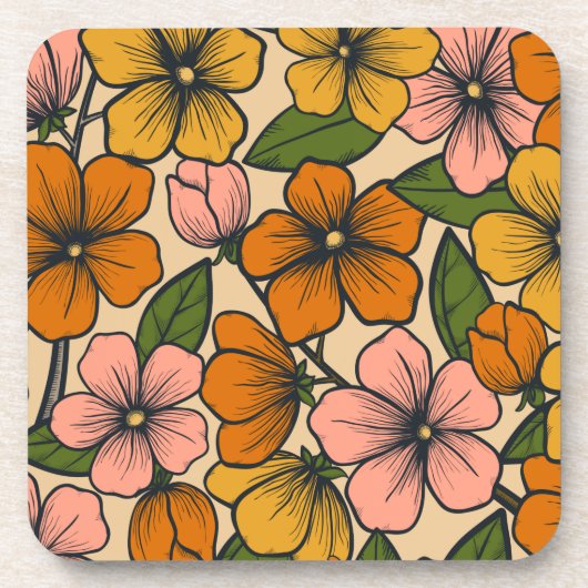 フローラとグラマーのシームレスなパターン コースター (正面)