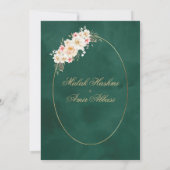 フローラとシンプルフレームグリーンイスラム結婚教徒 招待状 (裏面)