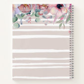 フローラとストライプノートブパーソナライズされたック ノートブック (裏面)