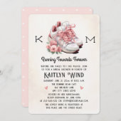 フローラとスニーカーをテーマにしたブライダルシャワー 招待状 (正面/裏面)