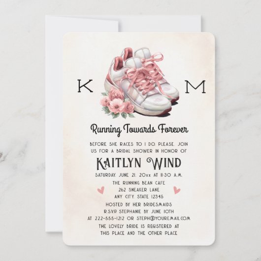 フローラとスニーカーをテーマにしたブライダルシャワー 招待状 (正面)