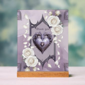 フローラとハートと白いバラのフレーム アクリルサイン (ニュートラル)