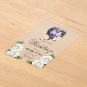 フローラとハートと白いバラのフレーム アクリル招待状 (レイダウン)