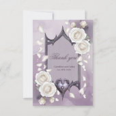 フローラとハートと白いバラのフレーム サンキューカード (正面)