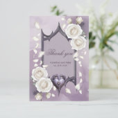 フローラとハートと白いバラのフレーム サンキューカード (スタンド正面)