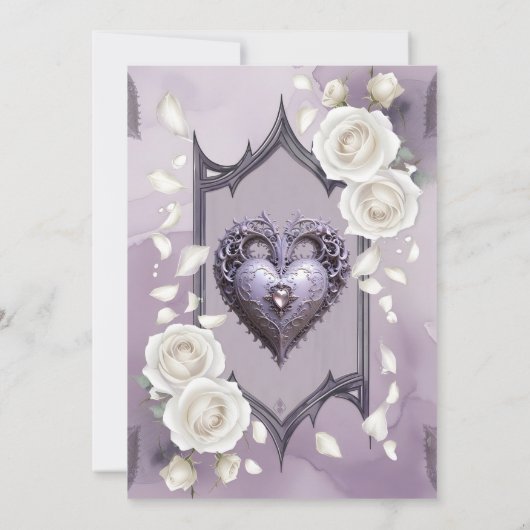 フローラとハートと白いバラのフレーム セーブザデート (裏面)