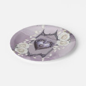 フローラとハートと白いバラのフレーム ペーパープレート (アングル)