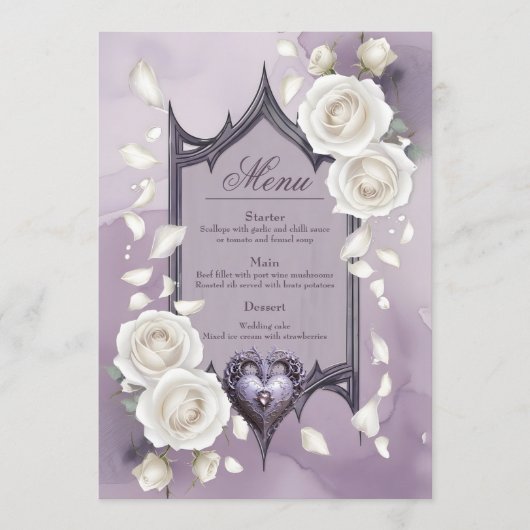 フローラとハートと白いバラのフレーム メニュー (正面)