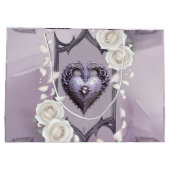 フローラとハートと白いバラのフレーム ラージペーパーバッグ (裏面)