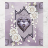 フローラとハートと白いバラのフレーム ワインラベル (シングルラベル)