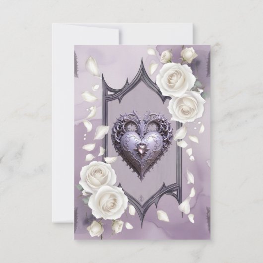 フローラとハートと白いバラのフレーム 出欠カード (裏面)