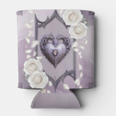 フローラとハートと白いバラのフレーム 缶クーラー (裏面)