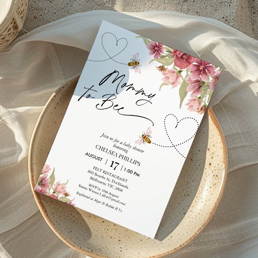 フローラとハートママBee赤ちゃんシャワー 招待状