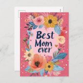 フローラとハート赤い母の日はがき シーズンポストカード (正面/裏面)