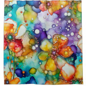 フローラとバブルの抽象芸術 シャワーカーテン (正面)