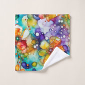 フローラとバブルの抽象芸術 バスタオルセット (ウォッシュタオル)