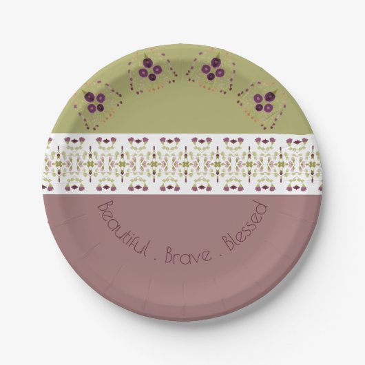 フローラとパターン（の模様が）ある混合デザイン ペーパープレート (正面)