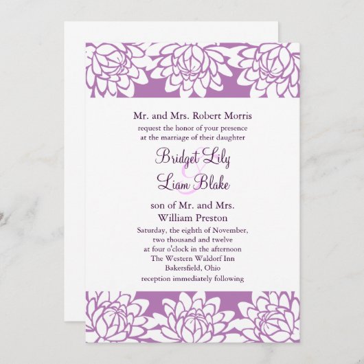 フローラとモダン結婚式招待状 招待状 (正面/裏面)