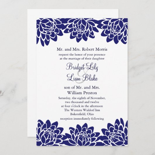 フローラとモダン結婚式招待状 招待状 (正面/裏面)