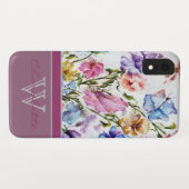 フローラとモダン蝶wバラモノグラム名 Case-Mate iPhoneケース (裏面(横))