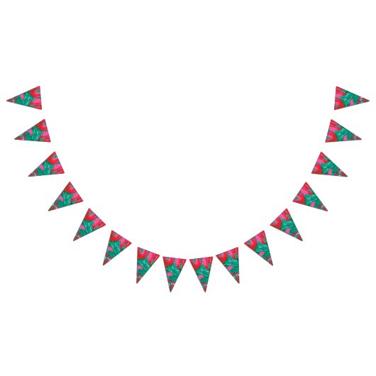 フローラとリーアを持つ印象的な赤と緑のスカーフ バンティングフラッグ (全)