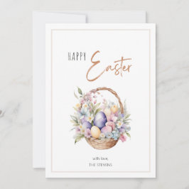 フローラと卵のバスケットハッピーイースターの挨拶 シーズンカード
