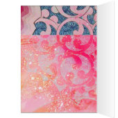 フローラと幾何学的な渦巻きを有するピンクブルーピーコック (内側 (左))