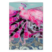 フローラと幾何学的な渦巻きを有するピンクブルーピーコック (正面)