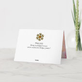 フローラと幾何学的な渦巻きを有するピンクブルーピーコック シーズンカード (裏面)