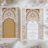 フローラと幾何学的金ゴールドムスリムとイスラーム結婚ズ 招待状