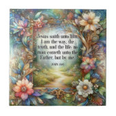 フローラと感動的ヨハネ14:6節 タイル (正面)