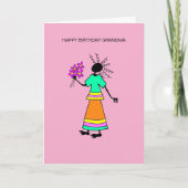 フローラと抽象芸術ガール感動的おばあちゃん カード (正面)