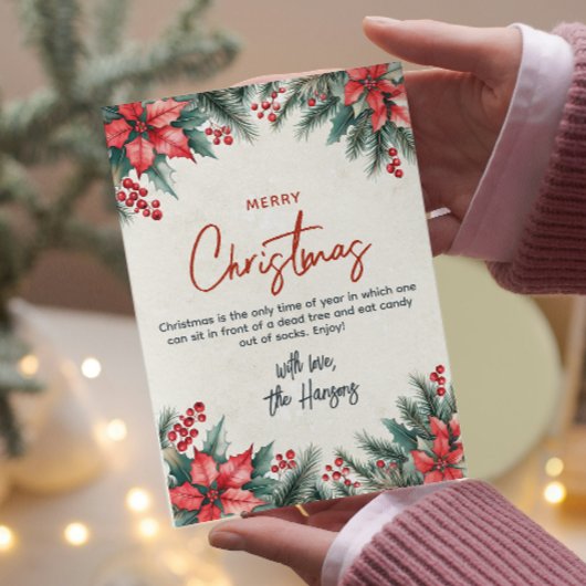 フローラと松ブランチ陽気なクリスマスカスタム シーズンカード