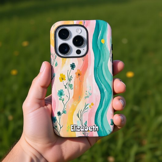 フローラと波 iPhoneケース