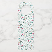 フローラと緑の葉のパターン |テーブル番号 ボトルネックタグ (裏面)