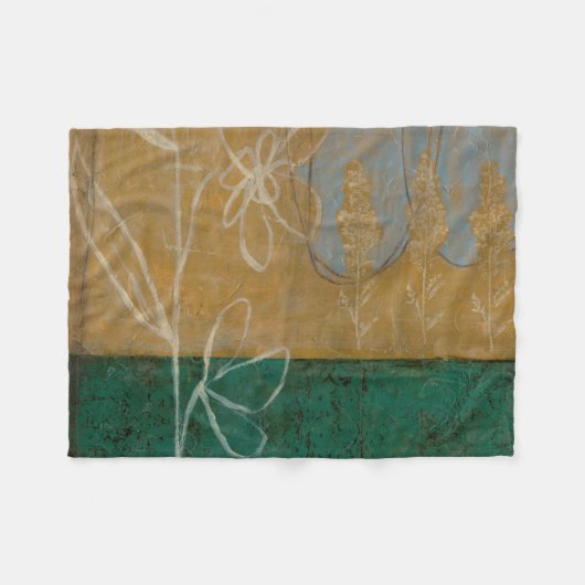 フローラと草花のスケッチ フリースブランケット (正面(横))